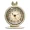 6" Vintage Pewter Mantel Clock with Birds